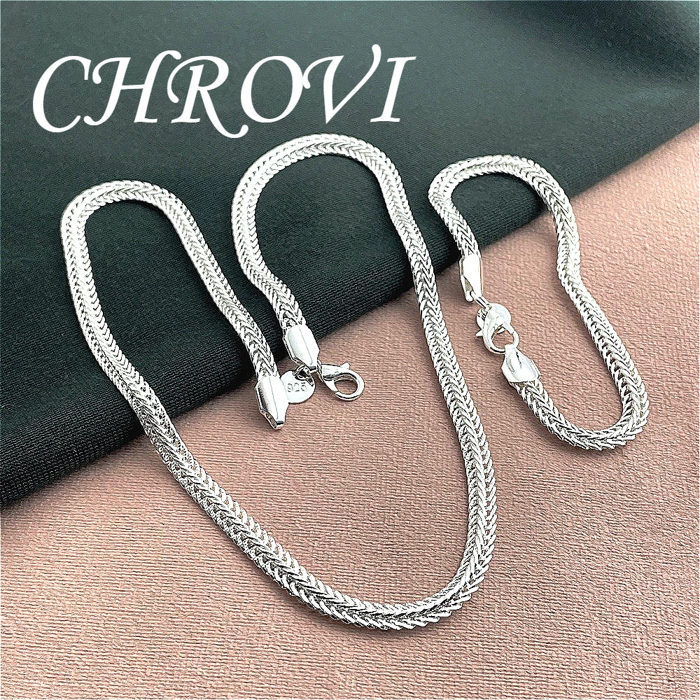 

Серебряное колье-цепочка из стерлингового серебра 925 пробы, браслет, элегантные украшения для женщин и мужчин, свадебный подарок, 50/60 см