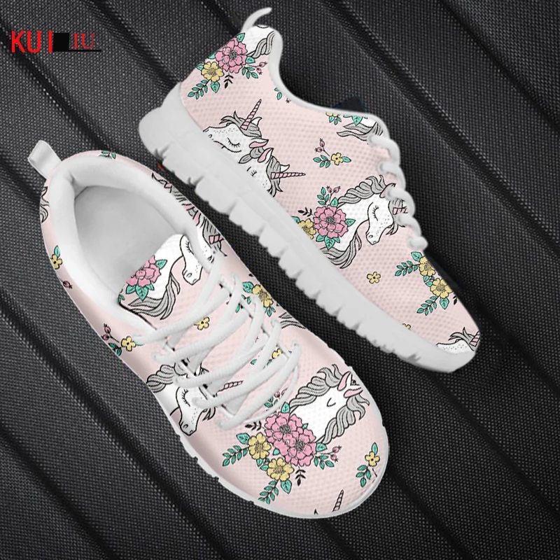 KUILIU Women's Shoes Casual Comfortable Flat Sneakers Breathable Cute Animals Floral Desiger Air Mesh Walking Footwear Dropship