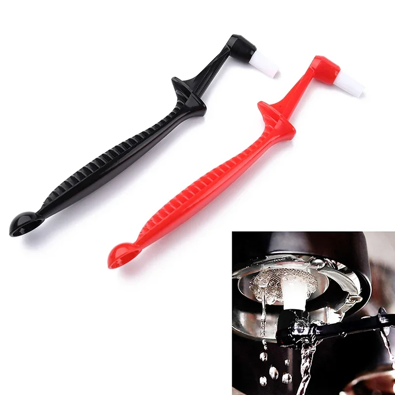 แปรงทำความสะอาดเครื่องชงกาแฟเอสเพรสโซ่ 1 ชิ้น ด้ามยาว แบบสองในหนึ่ง พร้อมช้อนทำความสะอาด ขนแปรงไนลอน