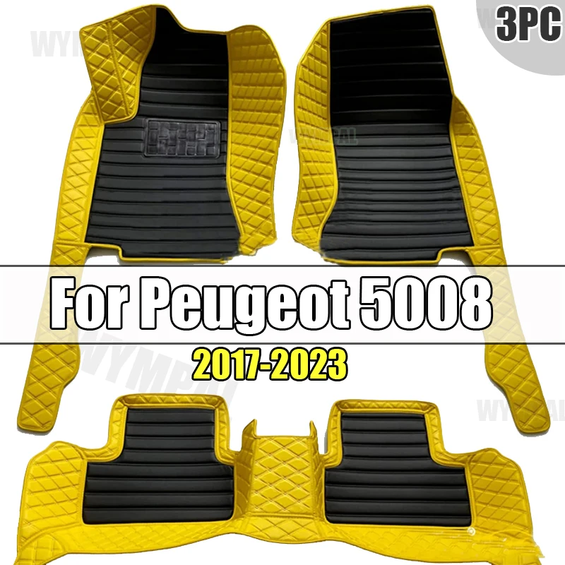 Car Floor Mats For Peugeot 5008 Seven Seats 2017-2023 18 19 20 21 22 23 Custom Auto Foot Pads Carpet Cover Interior Accessories