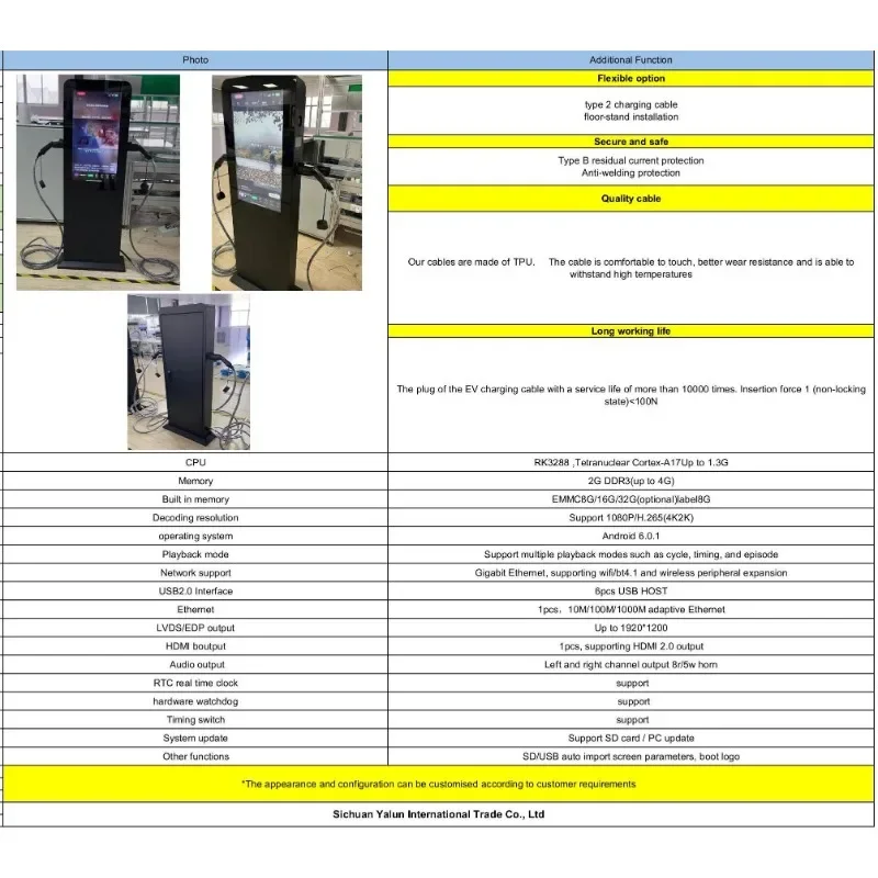 Public 22kw 44 Kw Ac Ev Charger with Payment System CE Ev Fast Charging Station with IP65 Protection