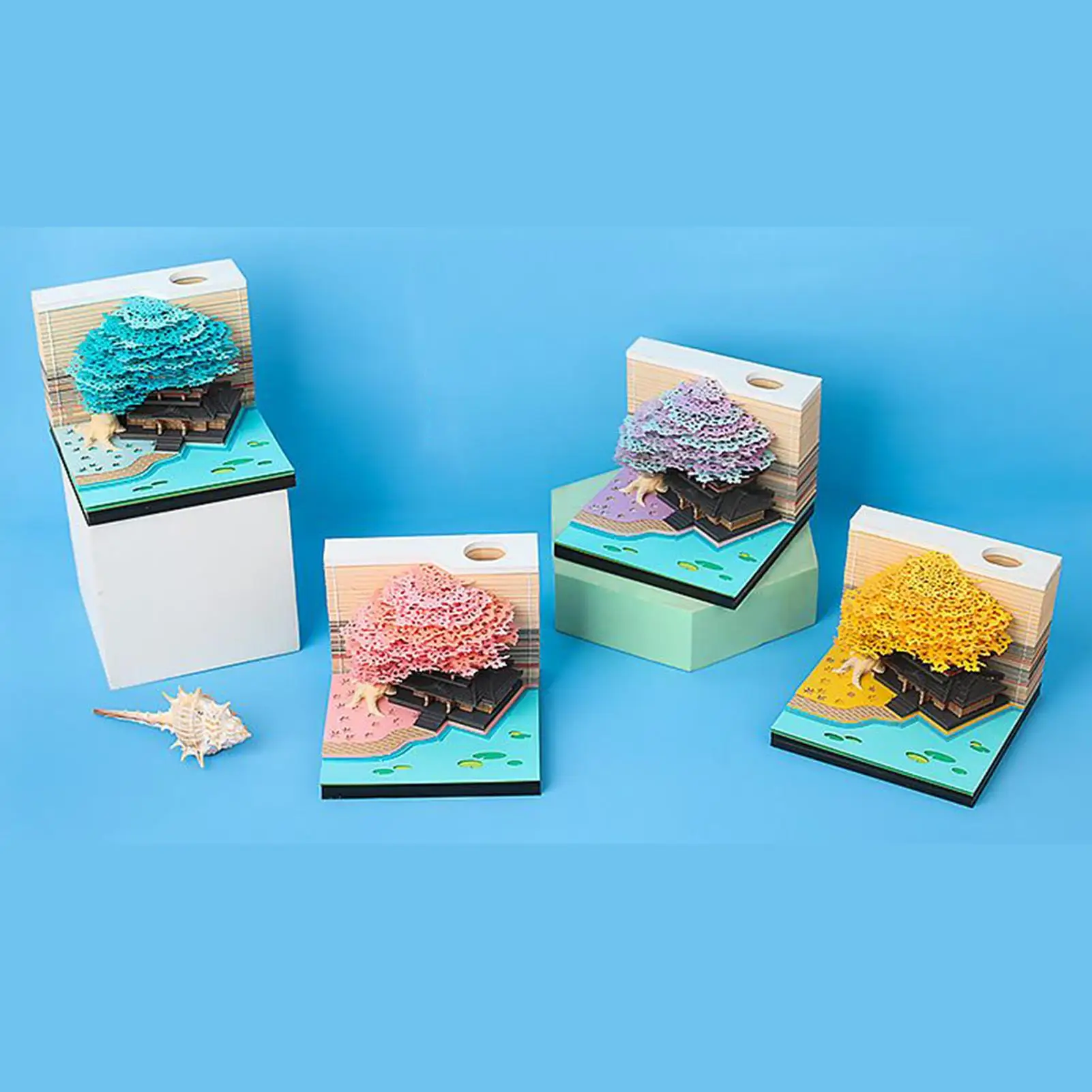 Calendário de peça de tempo 2026 escultura calendário flor árvore casa design arte bloco de notas com luz rasgo memorando para férias em sala de aula