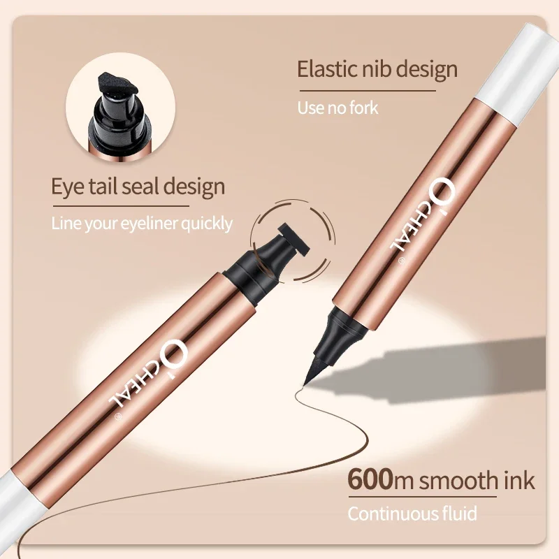 OCHEAL Eyeliner Stamp Black Liquid Eyeliner Pen Waterproof Fast Dry Dual Head Eye Liner Pencil Make-up for Women Cosmetics Tool