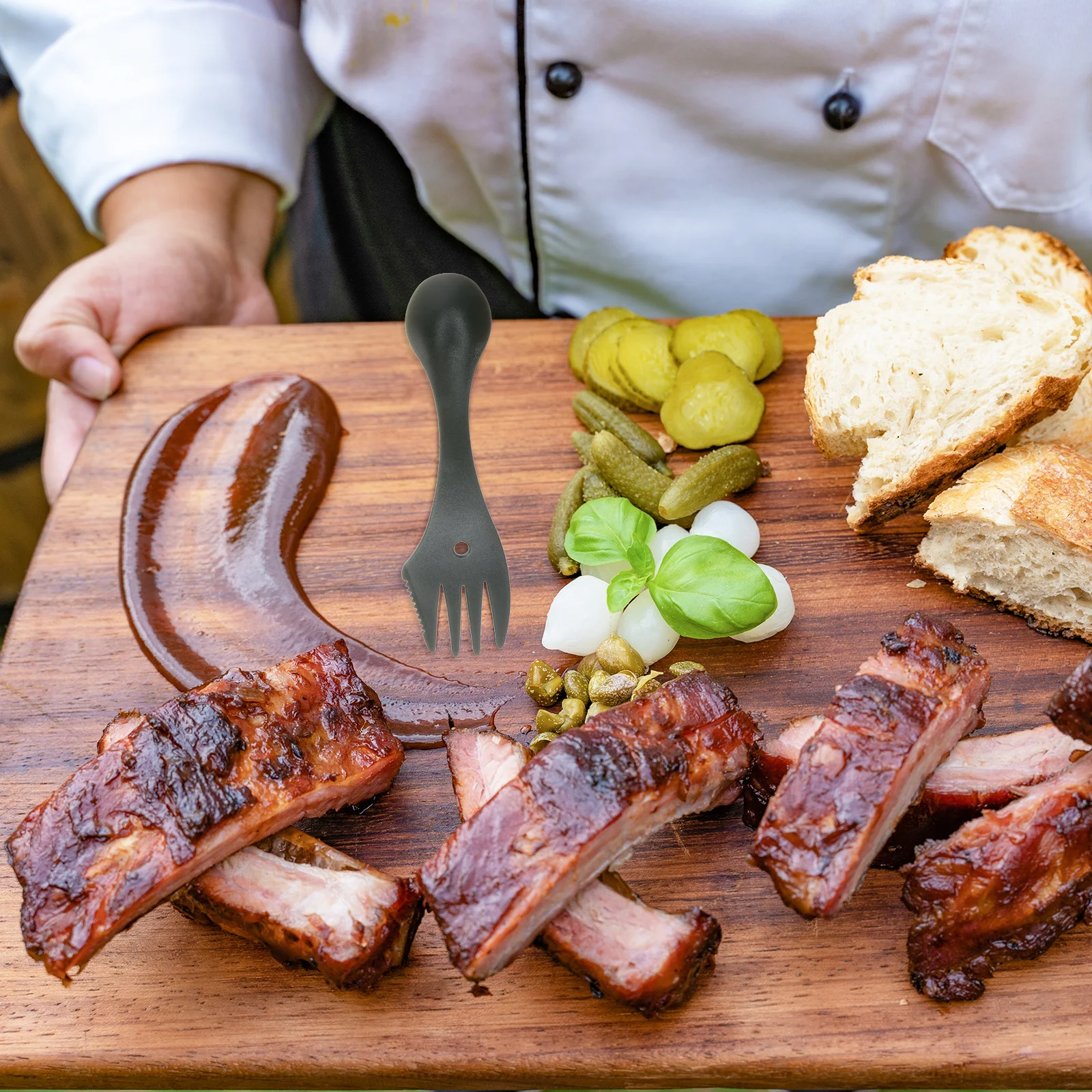 

6Pcs 3-in-1 Multi-Functional Plastic Fork Spoon Cutter for Camping Picnic Hiking Durable Lightweight Eco-Friendly