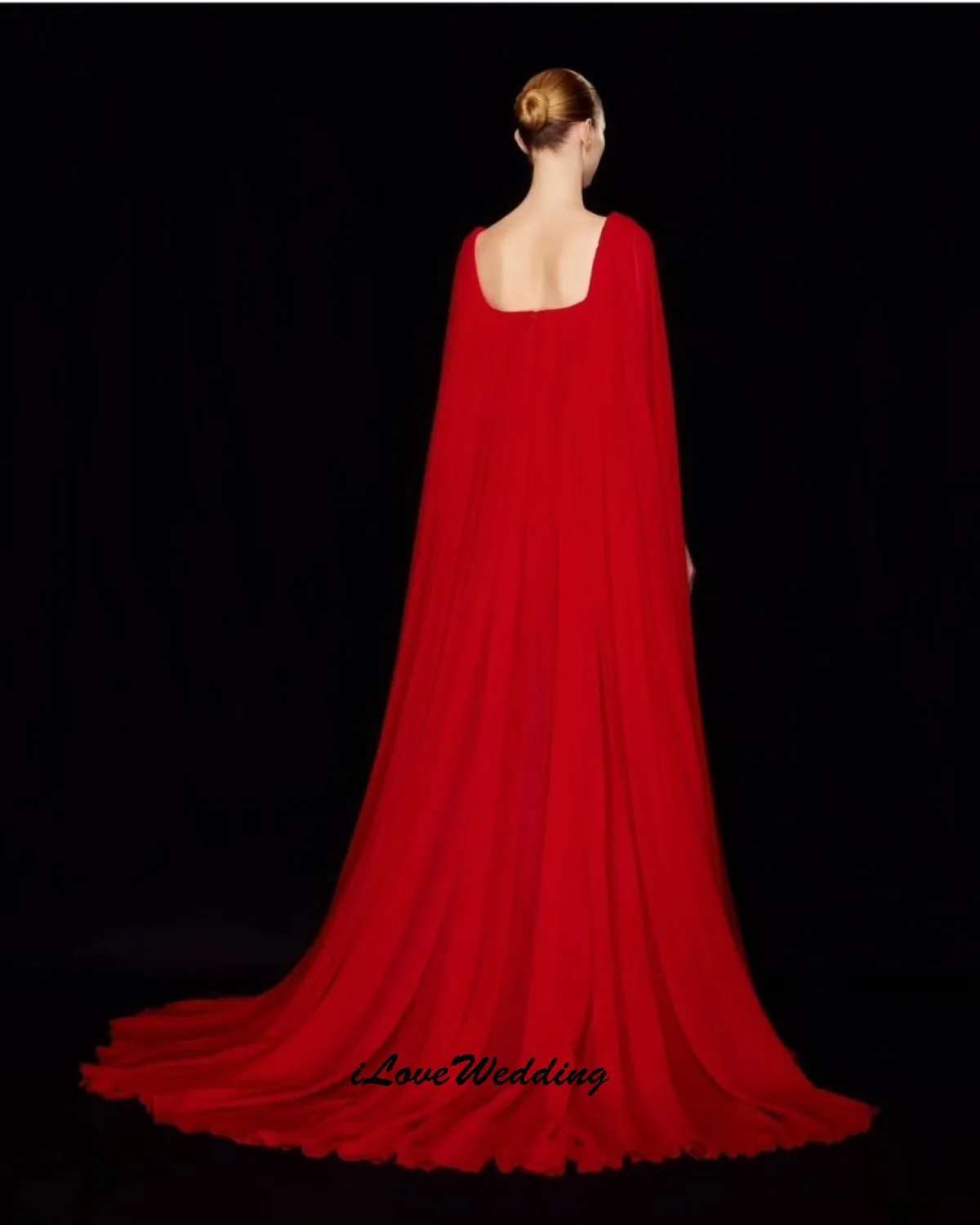 Robes de bal rouge à manches longues 2025 femmes élégantes robes de soirée en mousseline de soie robe de soirée pour femme balayage Train Gala formel personnalisé