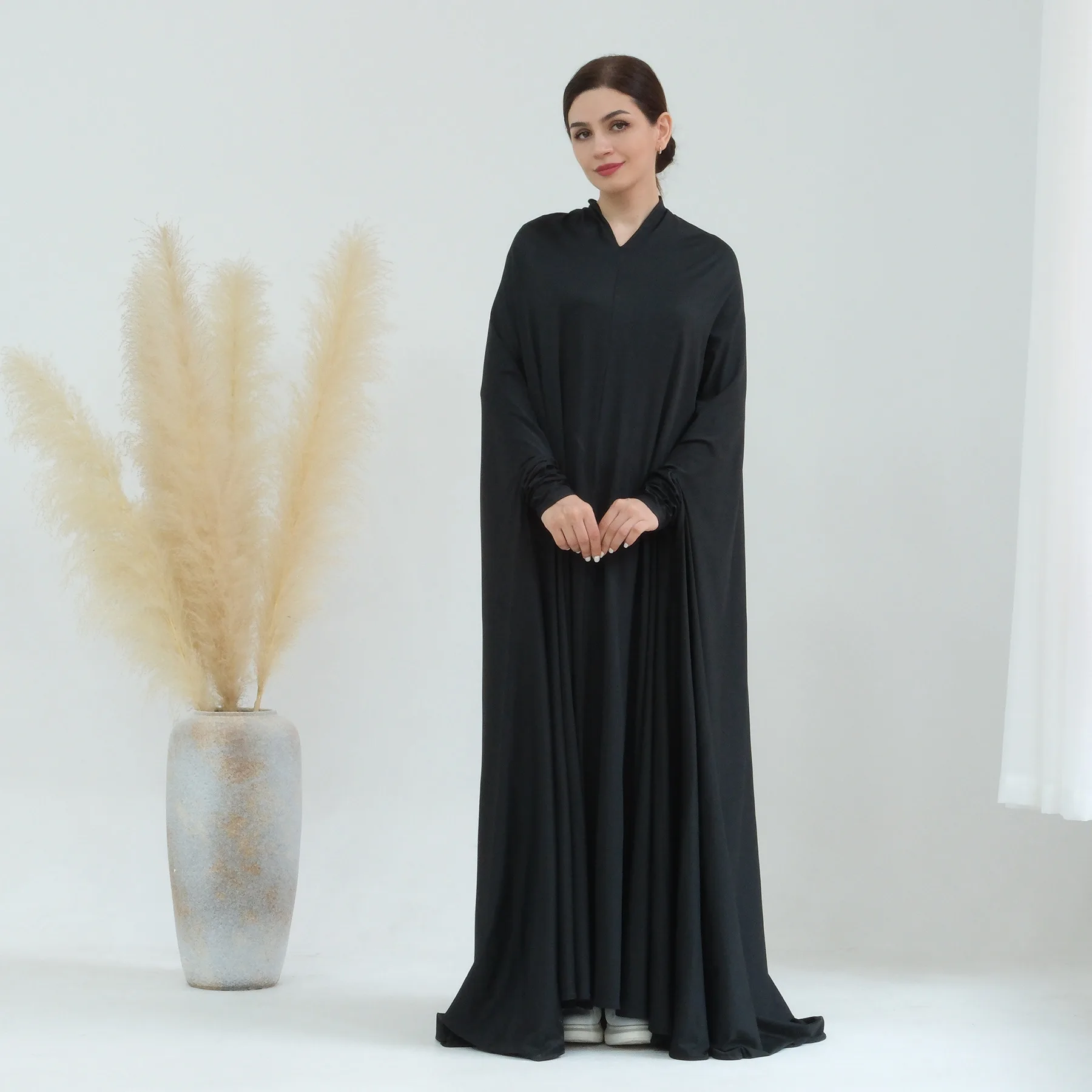 Eid Djellaba Ramadan Hooded Abaya Prayer Garment Women Muslim Overhead Modest Dress Arabic Robe Islam Clothing Kaftan Jalabiya