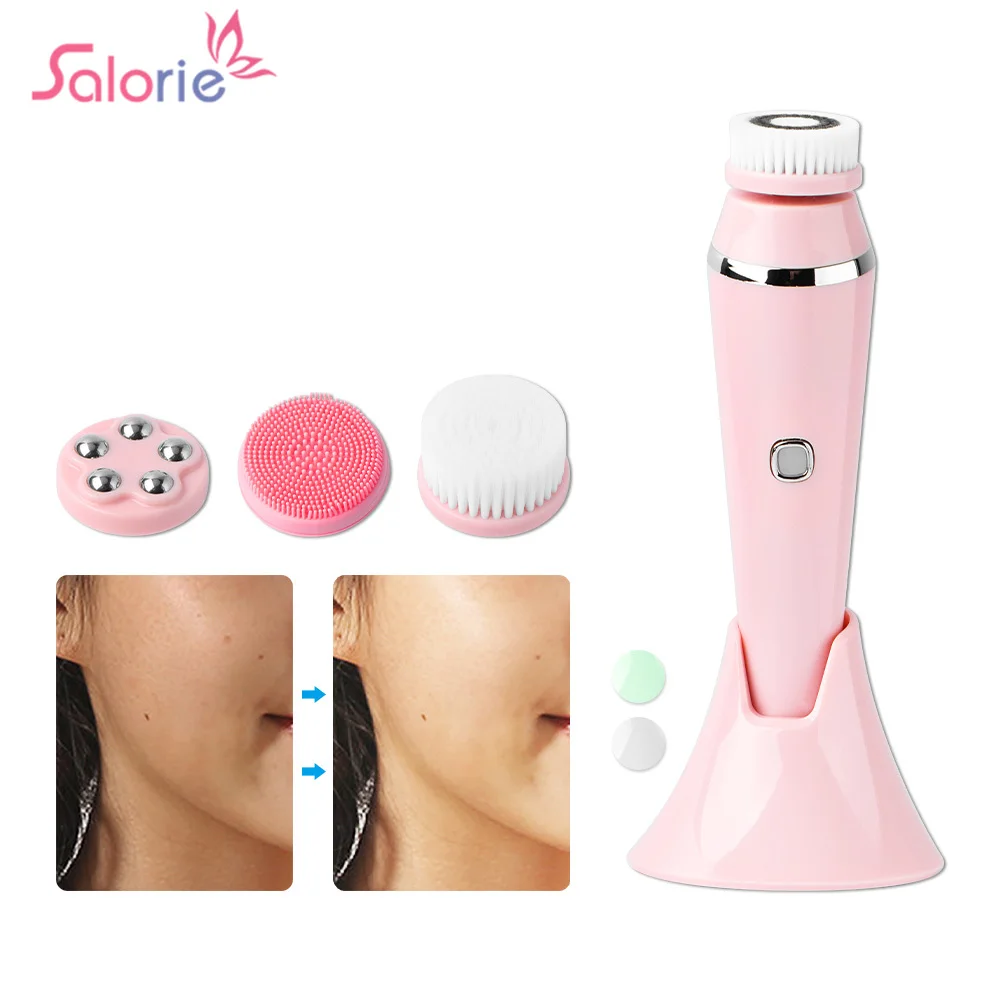 Electric Facial Cleansing Brush 4 in 1 Face Cleaner Brush Blackheads Acne Remove Facial Massager Skin Tightening Soft Machine