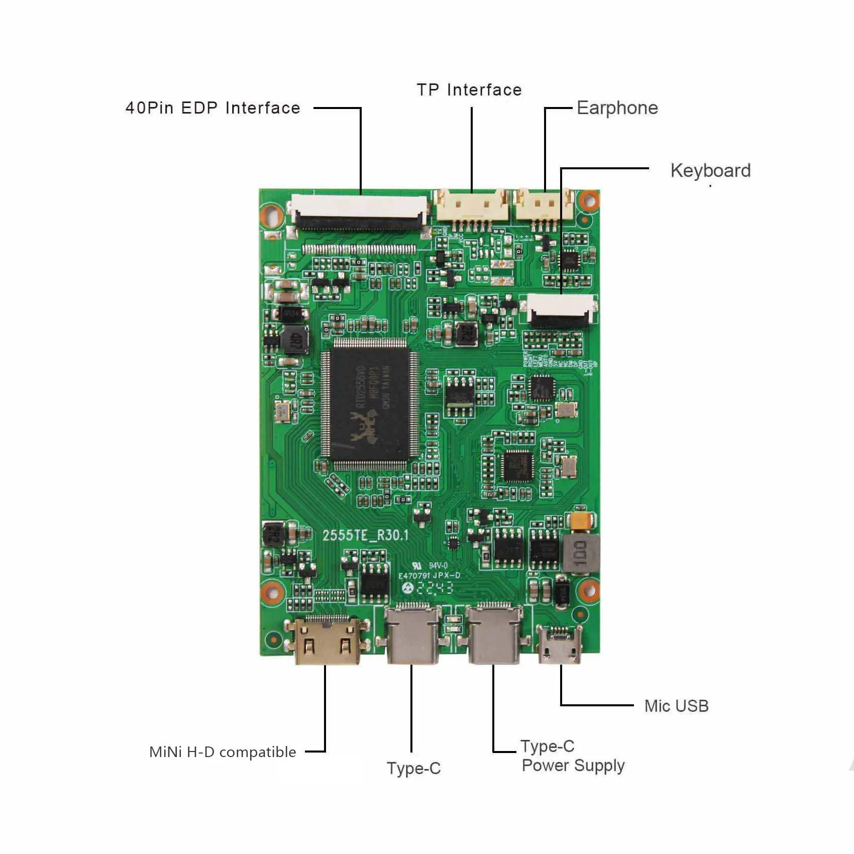 لوحة تحكم LCD من النوع C مقاس 14 بوصة 1920X1080 شاشة LCD تعمل باللمس بالسعة IPS