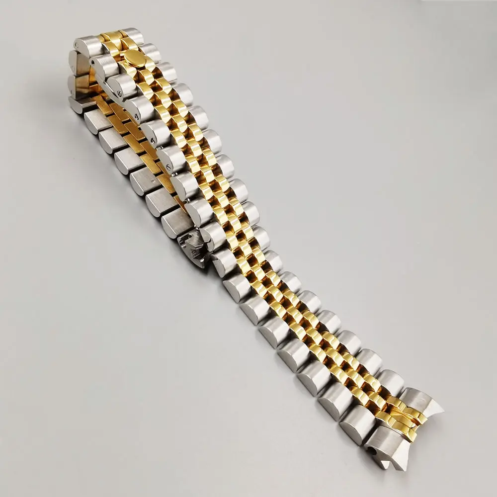 20mm 316L Stainless Steel Solid Curved End Jubilee Hidden Clasp Watch Band Strap Bracelet Fits for RLX 116200 116233 116234