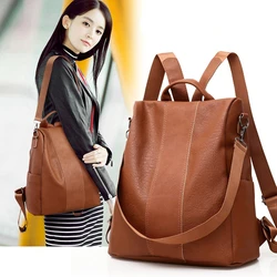 Anti-theft Vintage Leather Backpack Women Shoulder Bag Ladies High Capacity Travel Backpack School Bags for Girls