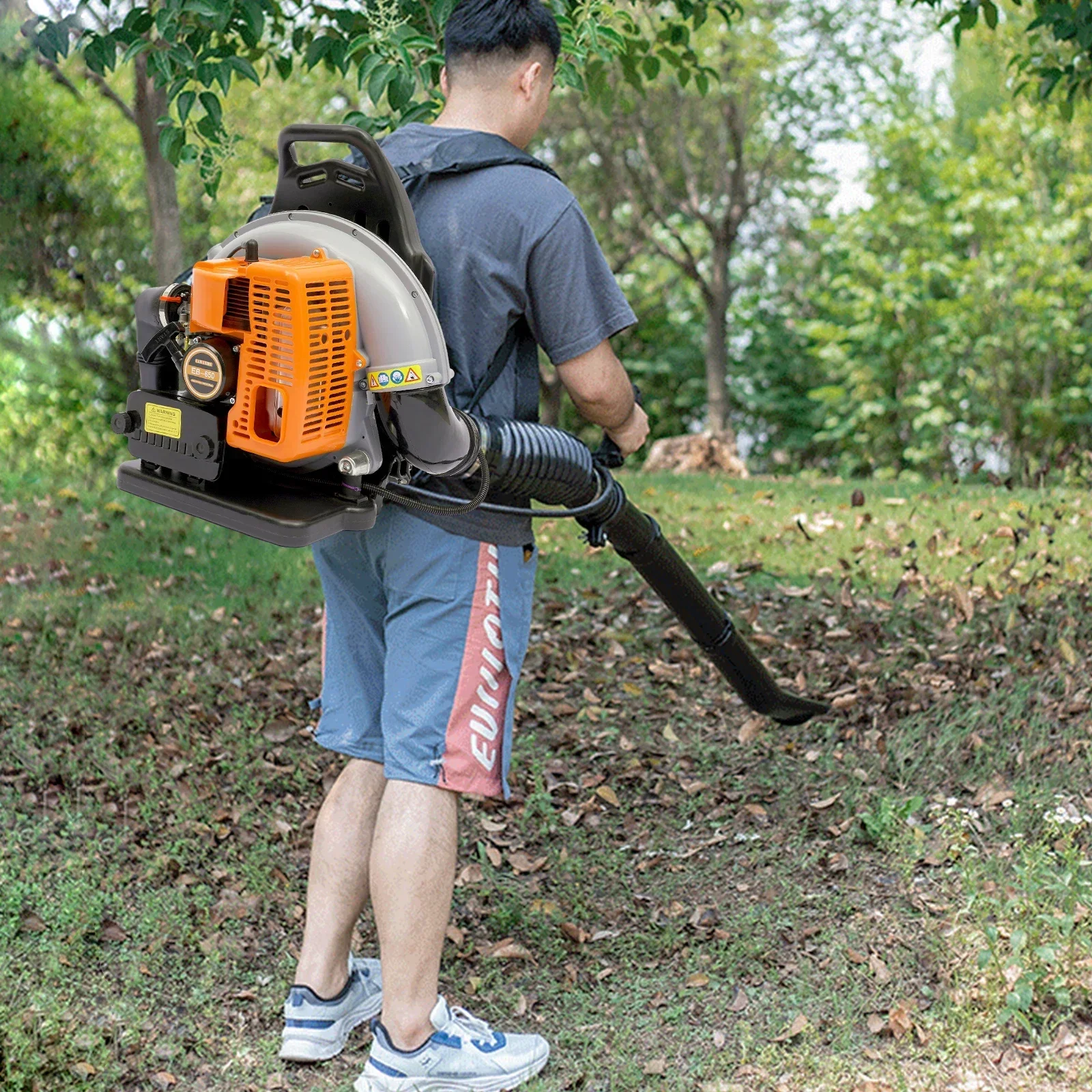 Mochila sopradora de folhas movida a gás, 63cc, 2 tempos, soprador de folhas com tanque de combustível de 1,8l, resfriamento de ar, gasolina