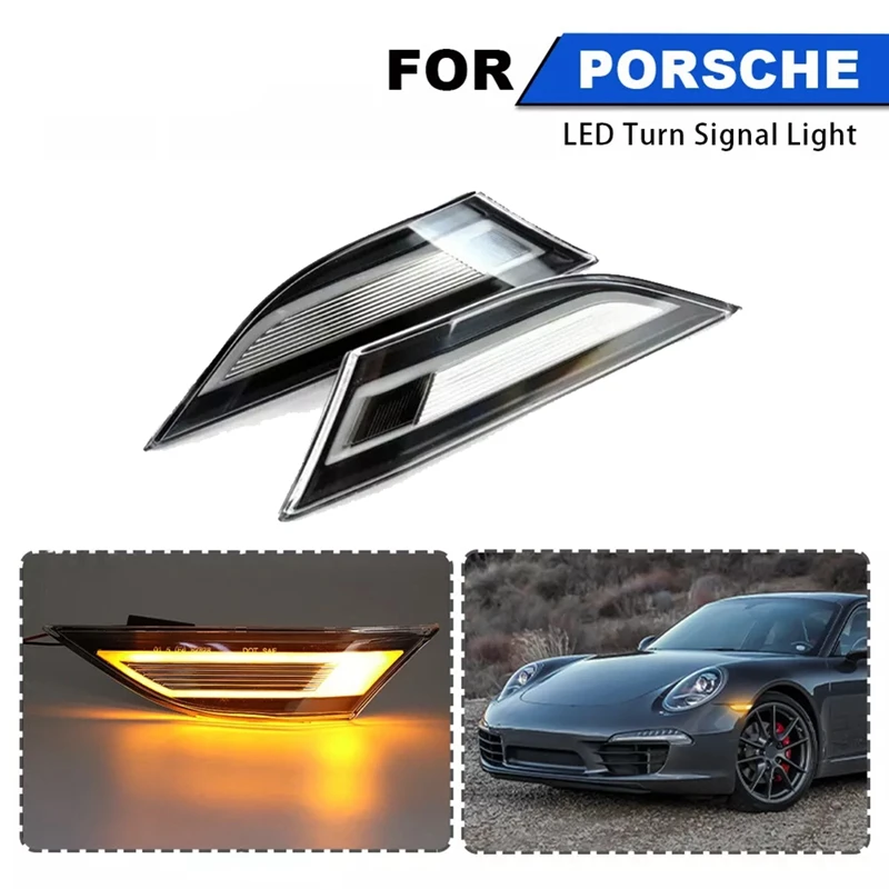 Feu de position latéral LED ambre pour voiture, pour Porsche 991 Carrera 718 Cayman Boxster 981, clignotant latéral