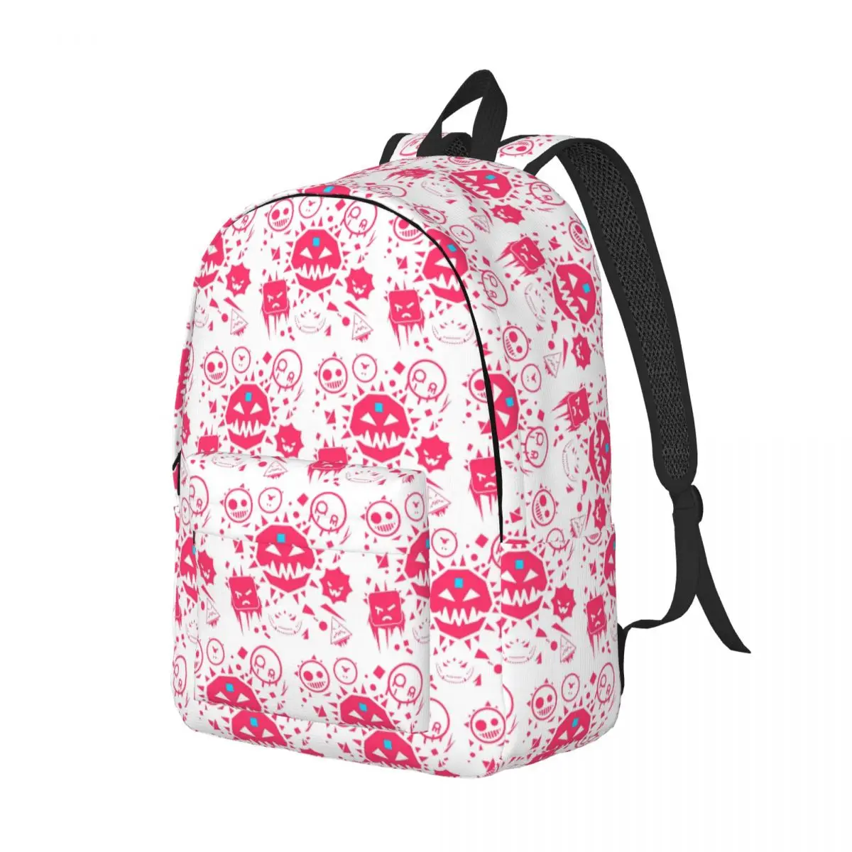 Just Shapes And Beats Pink And White Backpack Daypack Large Capacity Children BookBag School Bag Shoulder Bags for Men Women
