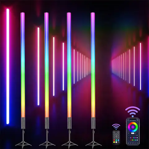 LUXCEO Confezione da 4 120 cm RGB Luce d'atmosfera Bluetooth APP Controllo Lampada d'atmosfera a LED Stick per illuminazione DJ/Dance Club/Studio fotografico/Festa