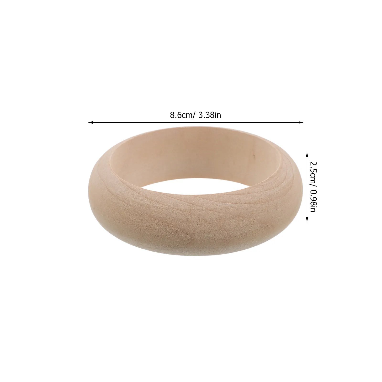 4pcs Natural Wood Bracelets Blank Round Wooden Bangle DIY Jewelry Making Craft Supplies 25mm Wide Unfinished Cuffs