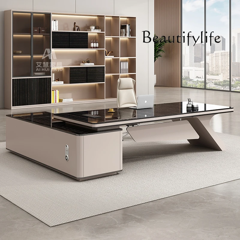 

Light luxury boss table, simple modern desk, large desk manager, office desk and chair combination