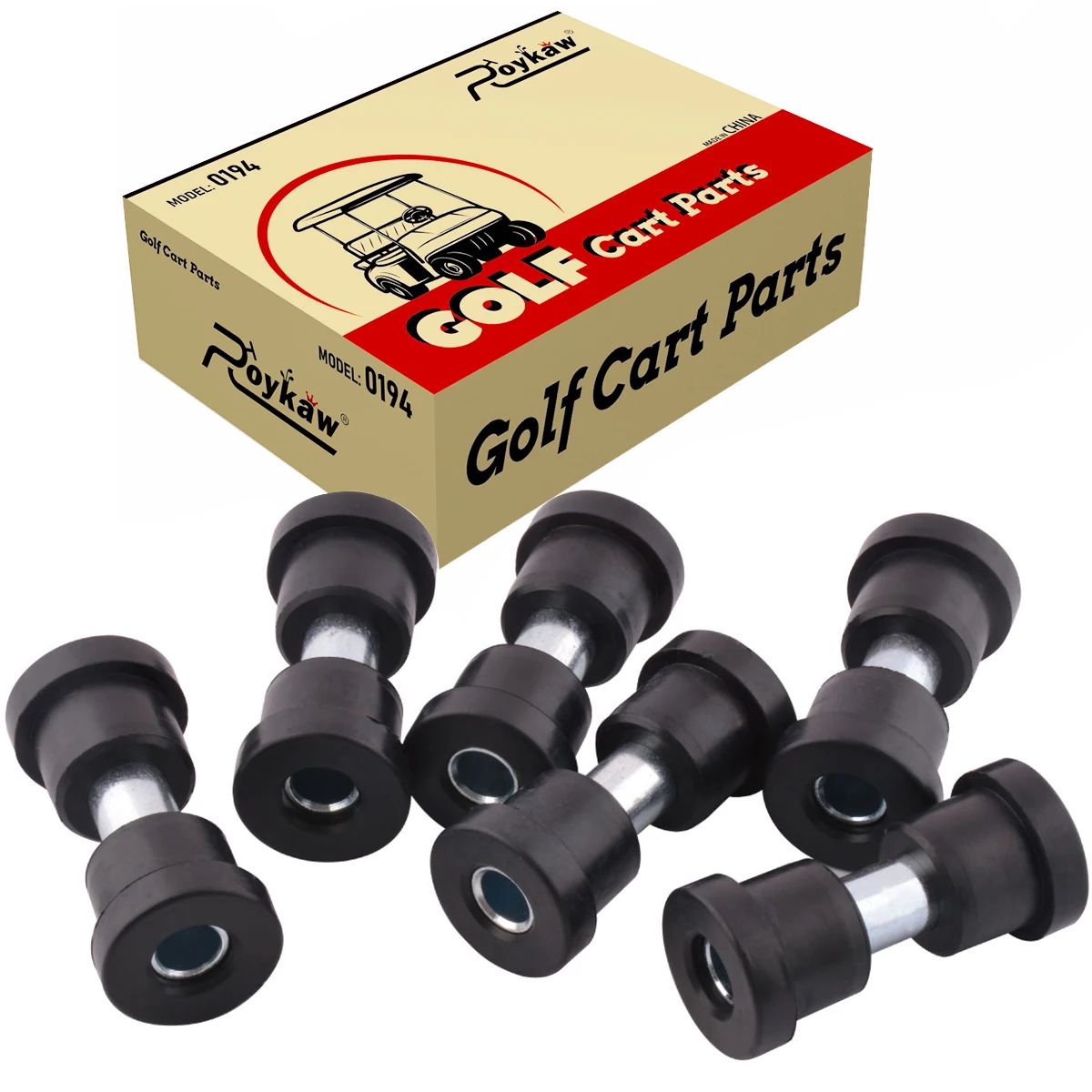 Roykaw Golf Cart Front/Rear Leaf Spring Bushing & Sleeves Kits for Club Car DS 1981-up & EZGO TXT/Medalist 1994-up Models