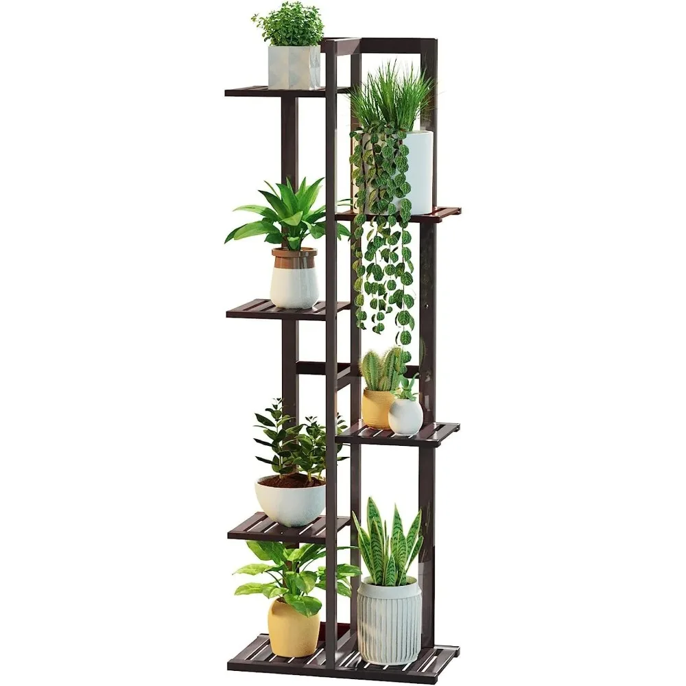 

Plant Stand Indoor 6 Tier, Bamboo Plant Shelf Corner Display Rack, 46 Inch Tall Multiple Planter Pot Holder, Space-Saving Flowe