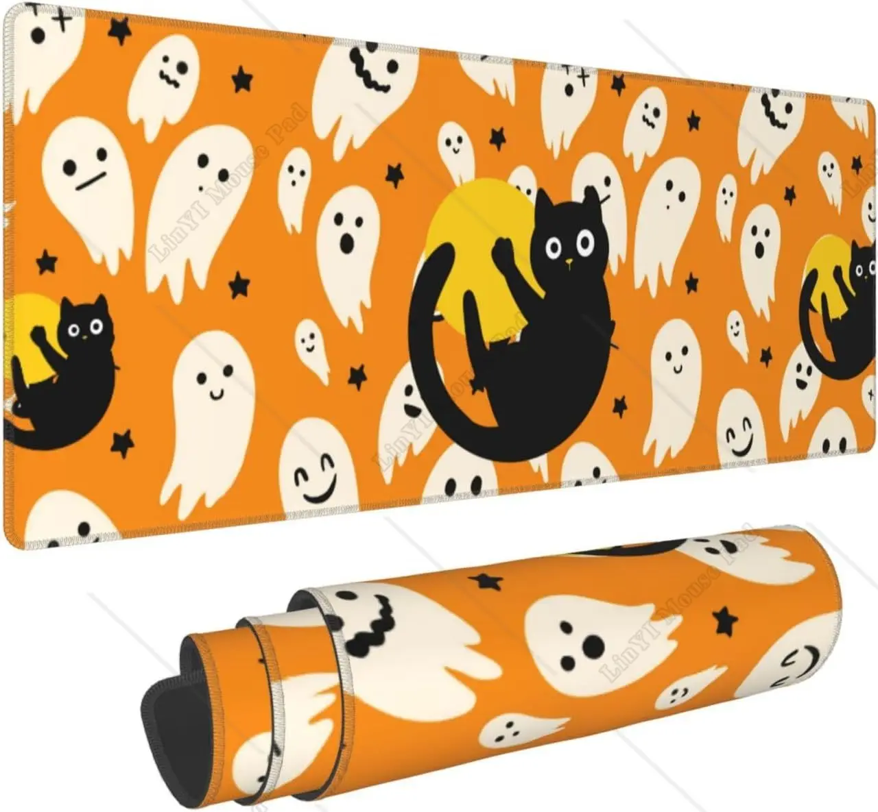 

Большой игровой коврик для мыши в виде кошки на Хэллоуин, готический, XL, Настольный коврик с нескользящей резиновой основой для офиса, ноутбука, компьютера, 31,5 дюйма X 12 дюймов