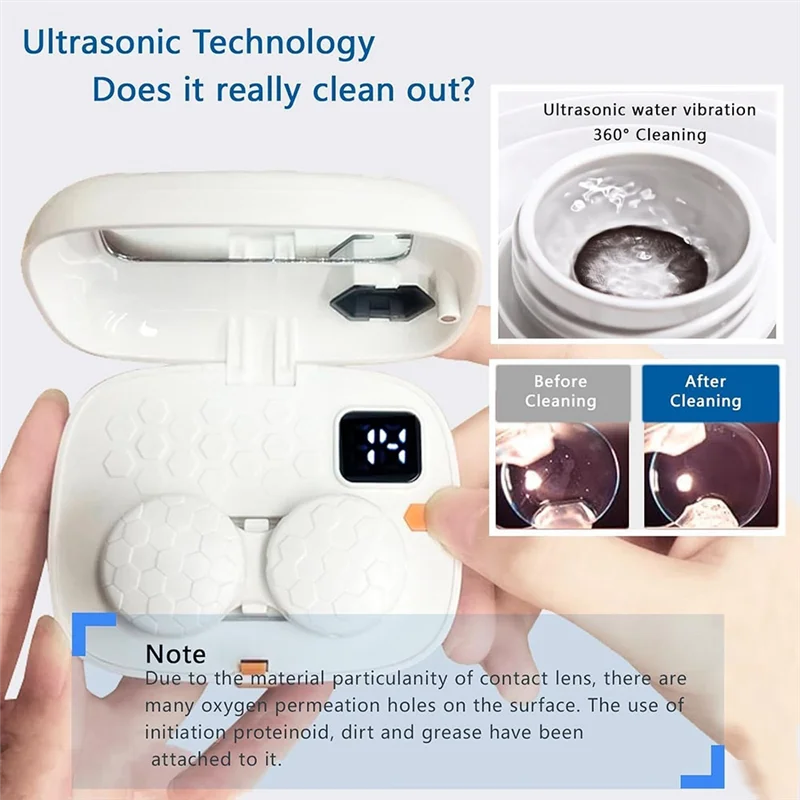 ABKJ-Contact Lens Cleaner With Mirror,Contact Lens Cleaner Machine,USB Ultrasonic Contact Lens Cleaner For Disposal Soft Lens