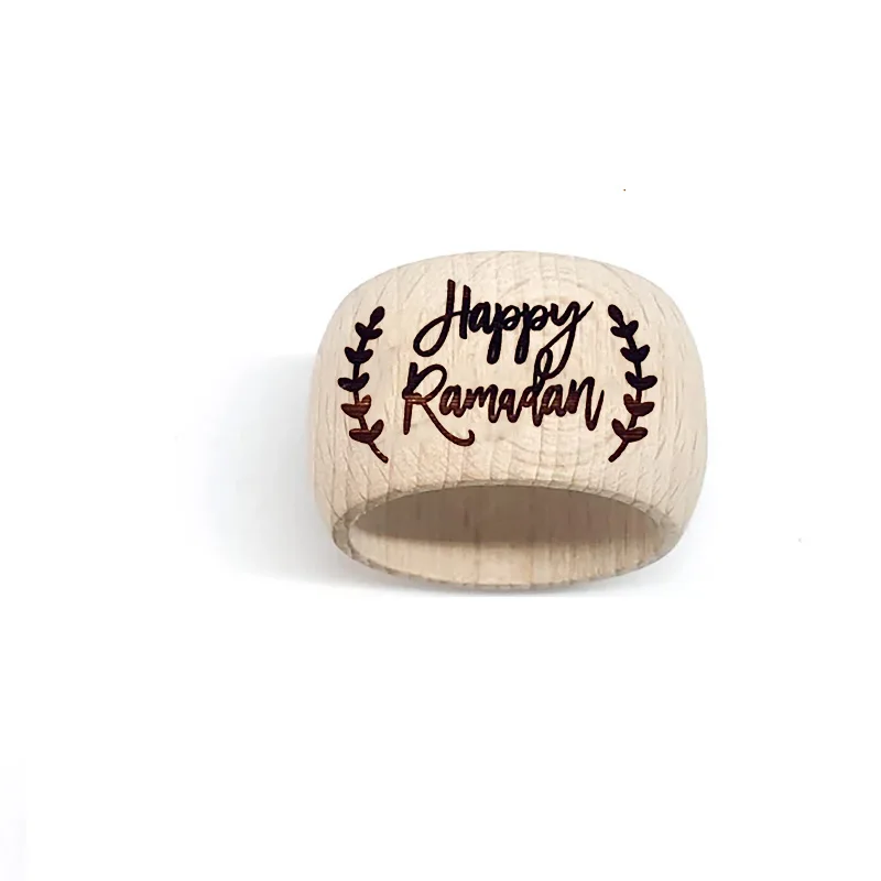 Eid Ramadan mubarak wooden Napkin Ring al-Fitr Muslim Islamic Kareem Iftar suhoor rustic Farmhouse home table decoration gift