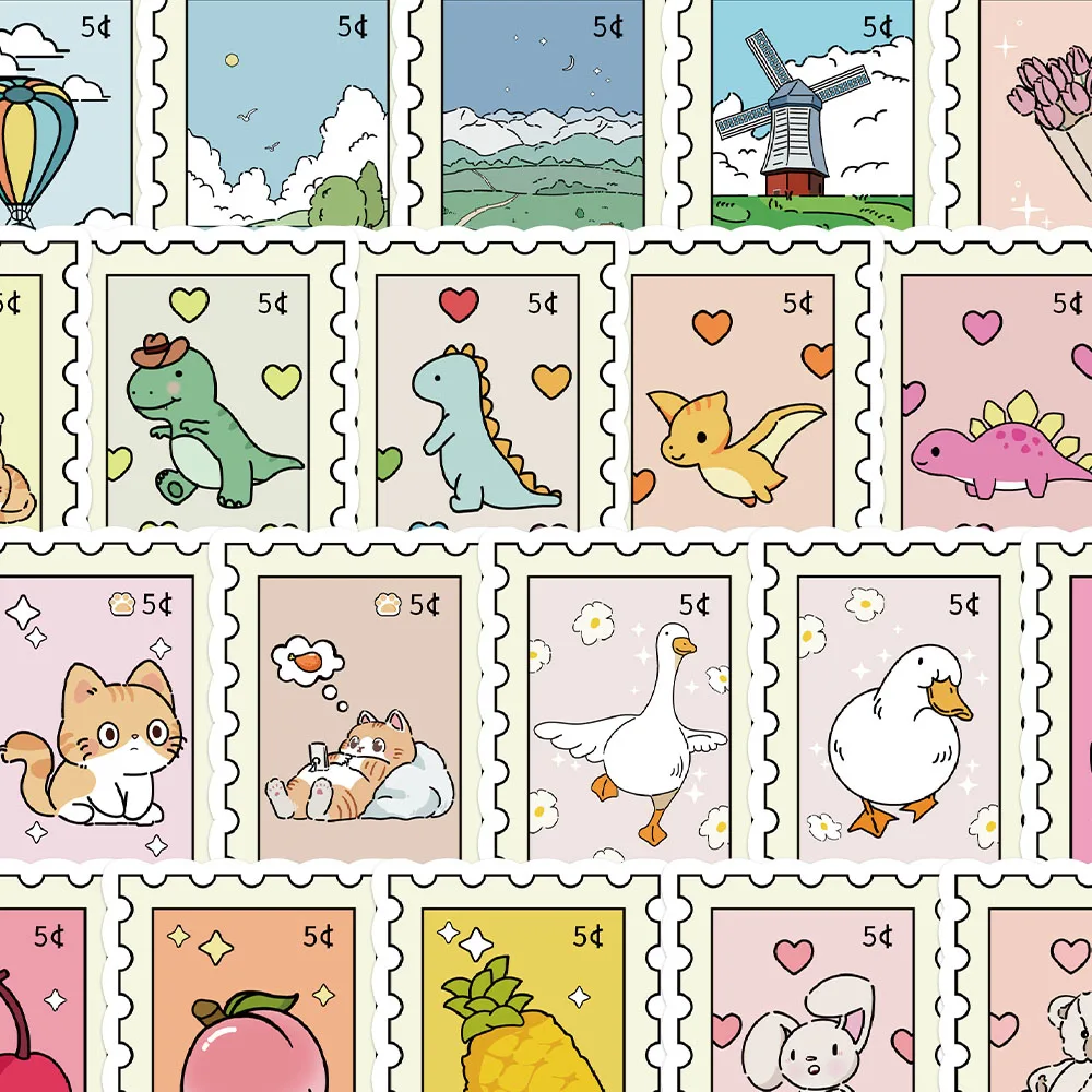 50PCS Funny Animals Stamp Stickers Cartoon Graffiti Decals For Phone Refrigerator Laptop Scrapbook Luggage DIY Toy Stickers