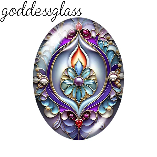 Beauty Fashion Flowers Colorful 10pcs 13x18mm/18x25mm/30x40mm Oval photo glass cabochon demo flat back Making findings