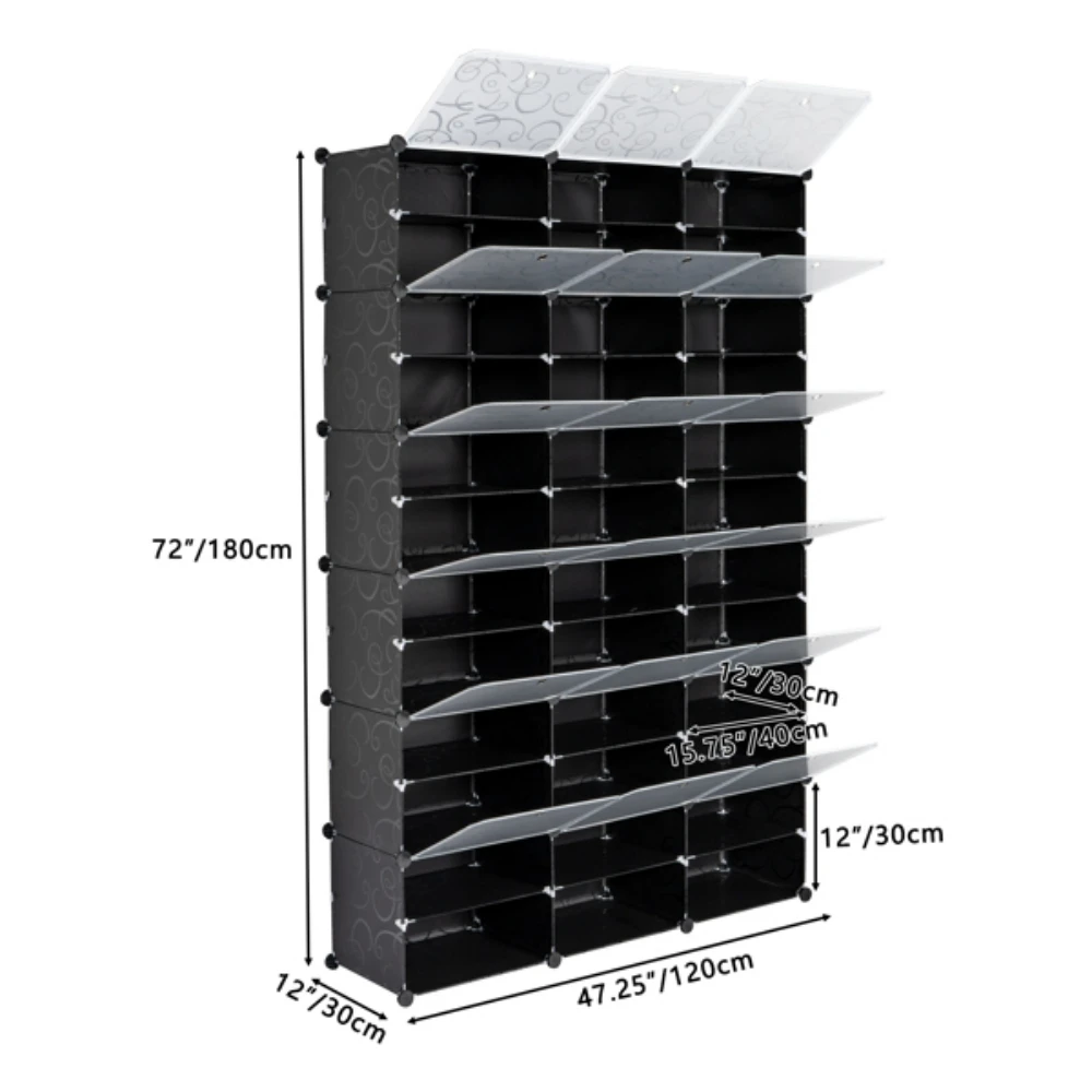 12-Tier Draagbare 72 Paar Schoenenrek Organizer 36 Roosters Toren Plank Opbergkast Stand Uitbreidbaar Voor Hakken, Laarzen, Slippers, B