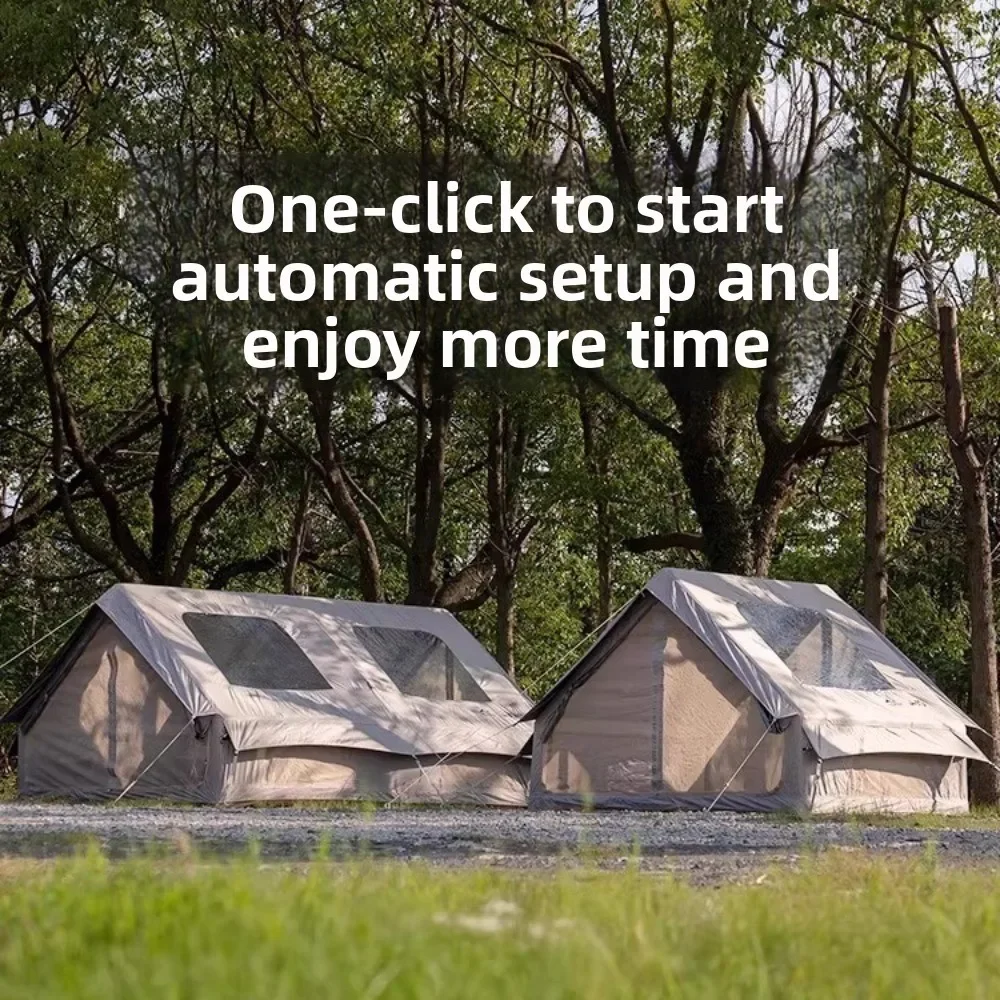 SHANYUE خيمة خارجية للتخييم البري غرفة معيشة أوتوماتيكية مجانية قابلة للنفخ للتخييم غرفتين غراء أسود خيمة كبيرة بنعل واحد بالكامل
