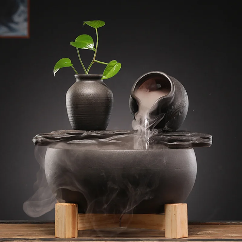 

Ceramic Circulating Water Fountain Home Living Room Office Decoration Living Room Office Desktop Decoration and Ornaments