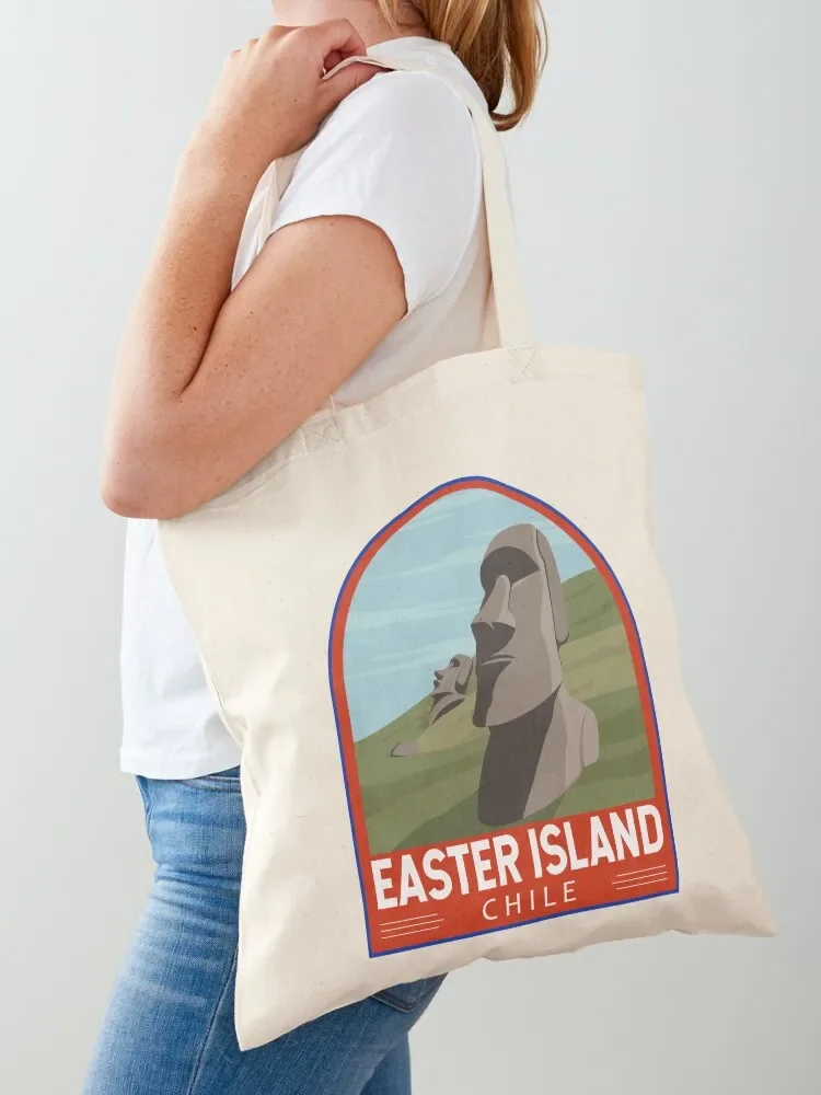 

Easter Island Chile Retro Travel Art Emblem Tote Bag sacs de shopping Women's shopper bag large tote bag