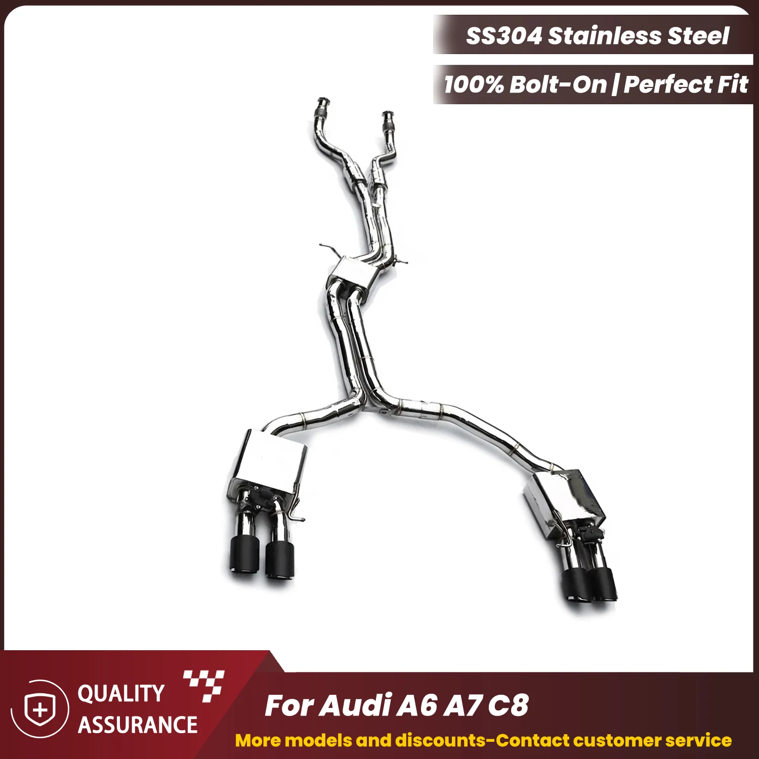 

Aggressive Exhaust Sound ECCF SS304 Valved Catback with Front Pipe Exhaust For Audi A6 A7 C8 Performance Upgrade