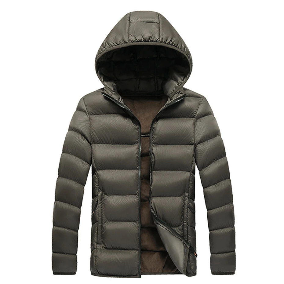 Padded Jacket Men Winter Light Parkas Fashion Casual Solid Color Parkas Warm Thick Jacket Male Waterproof Caot Black