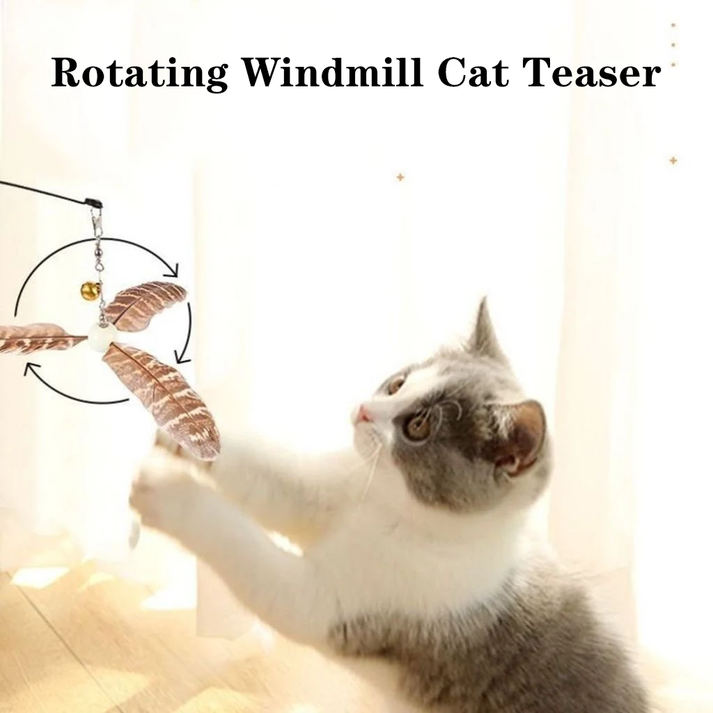 Katze Stick Spielzeug Windmühle Feder Katze Teaser mit Glocke Katzen Zauberstab Training Kätzchen für Haustier Zubehör Katze liefert Gatos