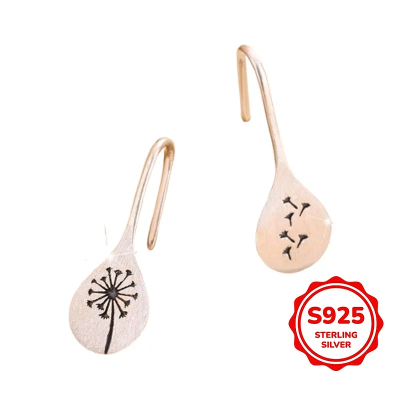 

Personalized Trendy and Cool Authentic S925 Silver Matte Black Pattern Earrings