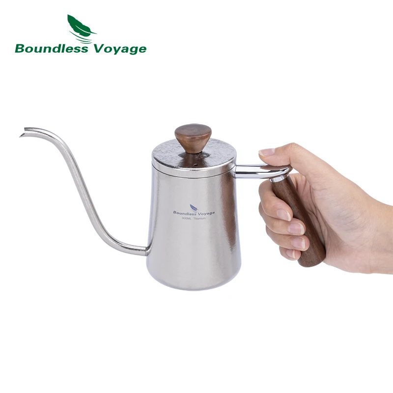 

Boundless Voyage 300ml Titanium Pour Over Kettle Water Tea Teapot Coffee Maker Pot With Wood Handle Portable Ti3091D