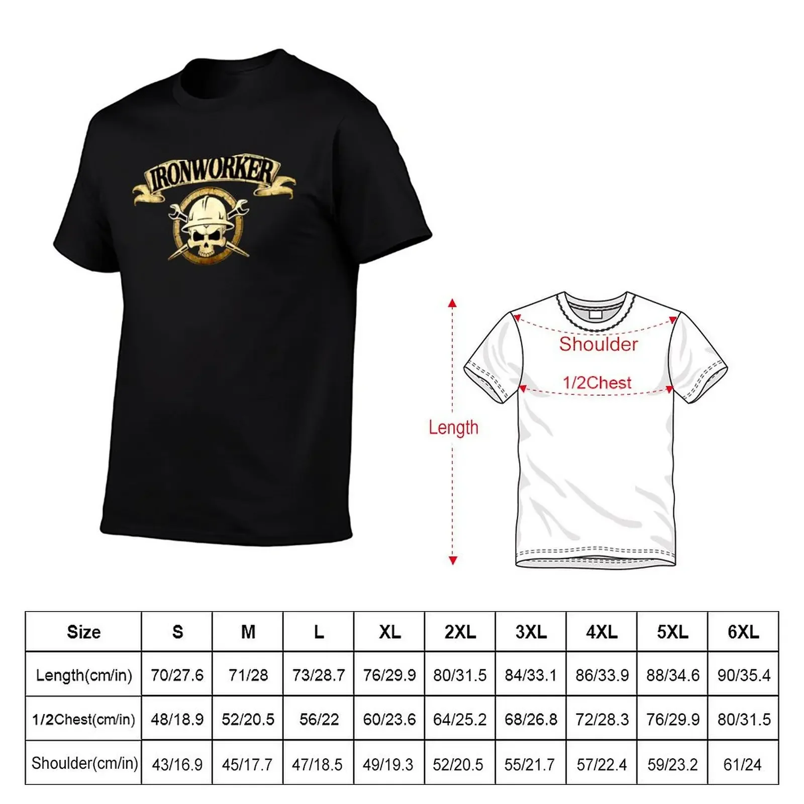 Ironworker Skull Crossbones Badge T-Shirt cute tops essential t shirt for a boy rapper graphic tees tshirts for men