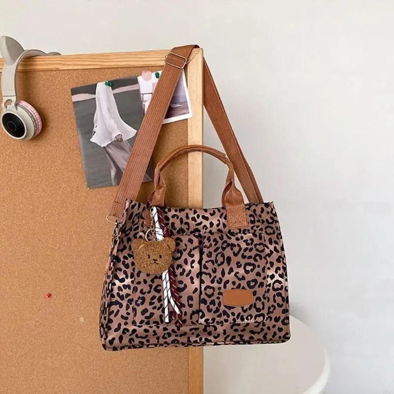

Women Top Handle Bag Large Capacity Crossbody Bag Canvas Shoulder Bag Leopards Print Bag Handbag for Everyday 20CA