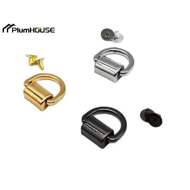 10Pcs Craft D-Ring Buckle Bag Side Clip Screw Clip Connector Handbag Strap Hardware DIY Accessories For Leather Craft Making