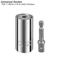 2PCS Universal Socket Wrench Head Set Sleeve Gadget 7-19mm Power Drill Adapter Spanner Key Nut Magic Grip Multi Hand Power Tools