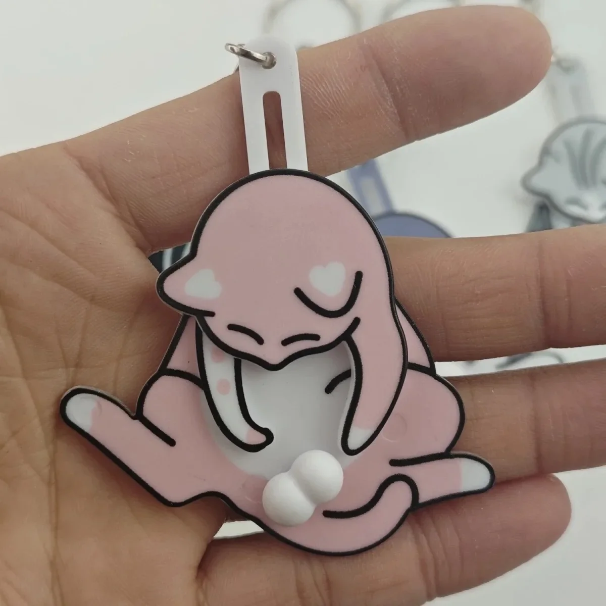 Creativo Pull Play Egg Cat Portachiavi Ciondolo Carino e divertente Girevole Ciondolo per borsa in acrilico per le donne Portachiavi Borsa Accessorio