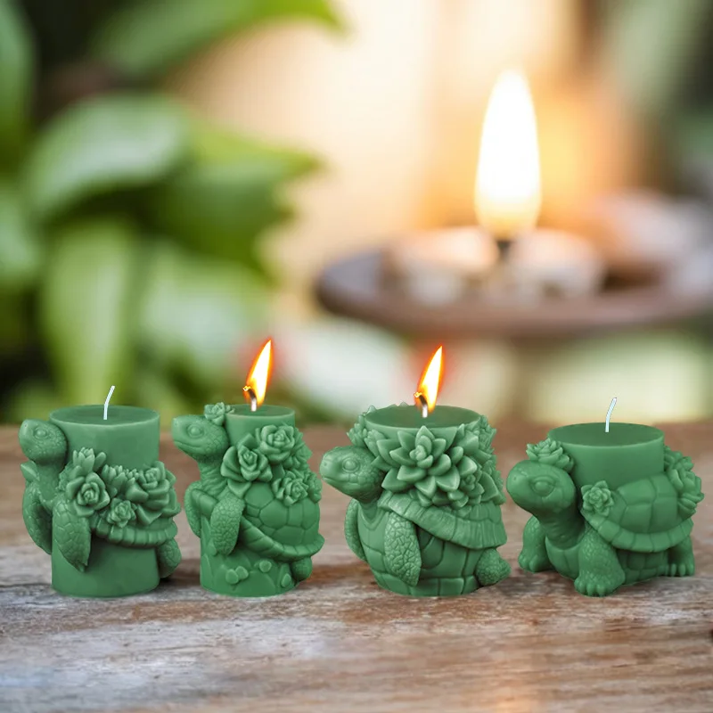 3D Turtle Candle Silicone Mold Sea Turtle Animal Cylindrical Succulent Plant Resin Gypsum Ornament Mould