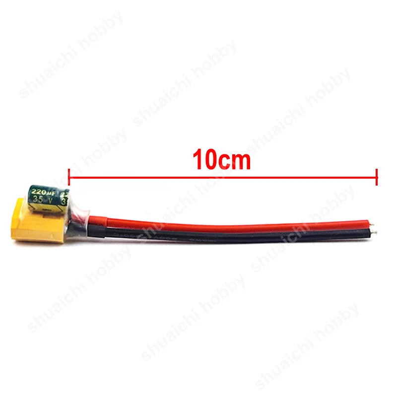 2PCS 6S XT30 XT60 Male Power Cable with 35V 220μF 1000μF Capacitor Filter Connector Wire for FPV Transmitter Flight Controller