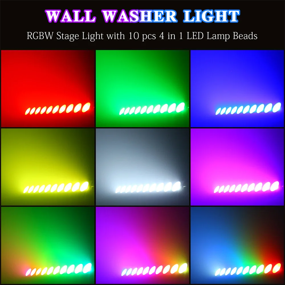 Imagem -05 - Decorativo Wall Washer Light Cob Rgbw Lâmpada Beads dj Disco Party Matrix Stage Effect Uplight Controle de Voz Ktv Bar Dmx512 10 Pcs