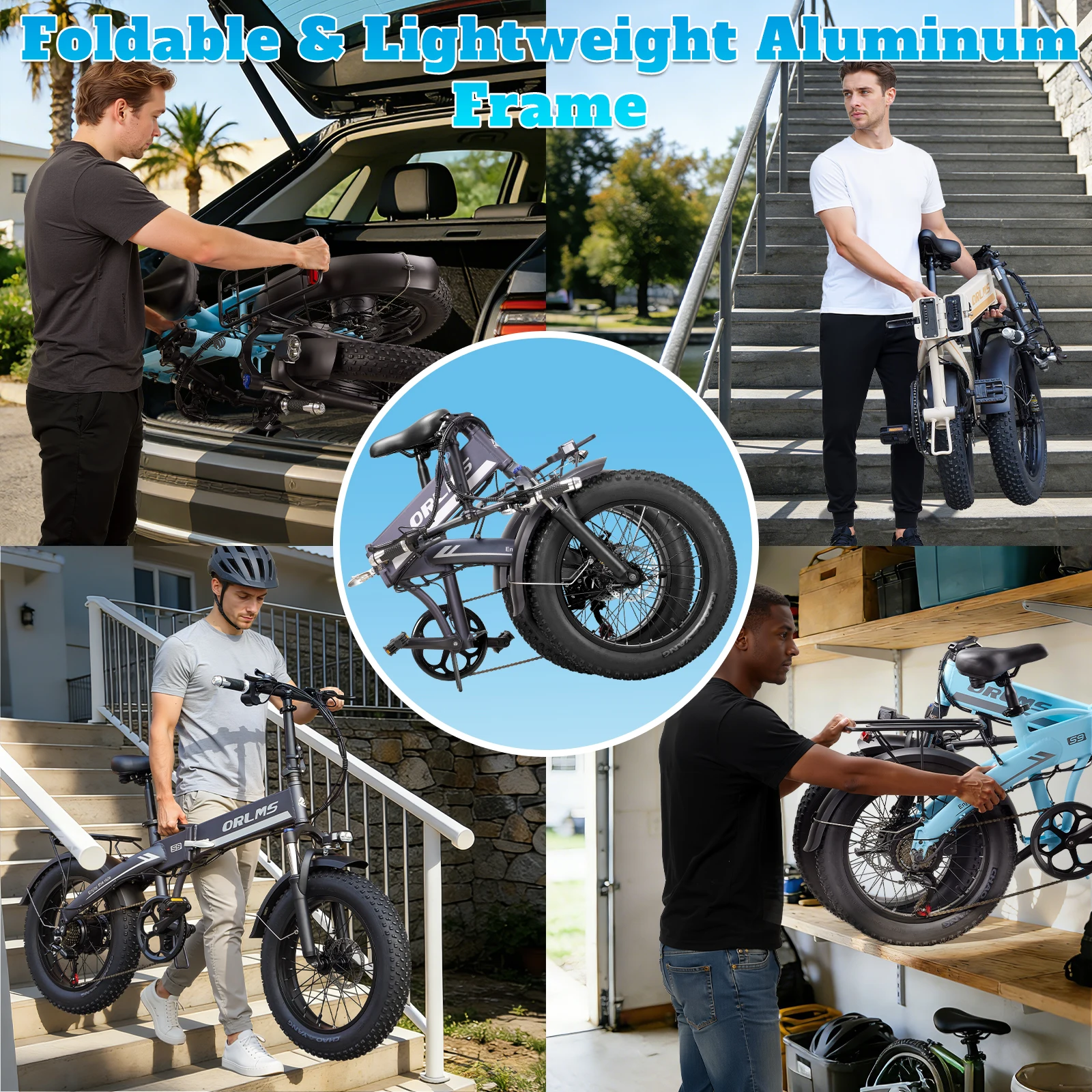 Orlms S9F, bicicleta eléctrica de 48 V y 13 Ah para adultos, con neumáticos de 20 x 4 pulgadas, cuadro de aleación de aluminio, 7 modos de asistencia, autonomía de 60 a 100 km, motor sin escobillas, batería de litio extraíble, frenos de aceite, apta para todo tipo de terrenos, nieve, arena, carretera y para desplazamientos diarios. Envío gratuito.