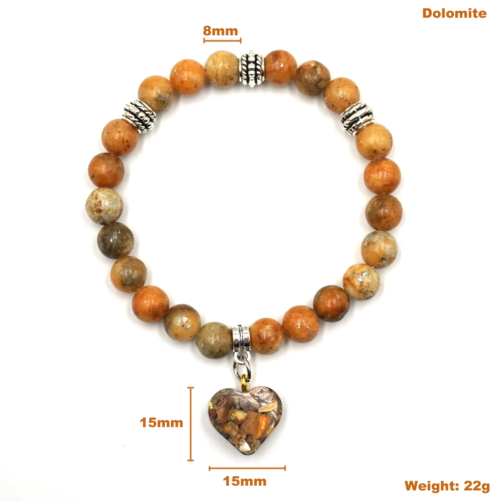 Jy stone trend ige Dolomit Perlen Herz Charm Armband für das tägliche Tragen geeignet für Frau Mann und Liebhaber