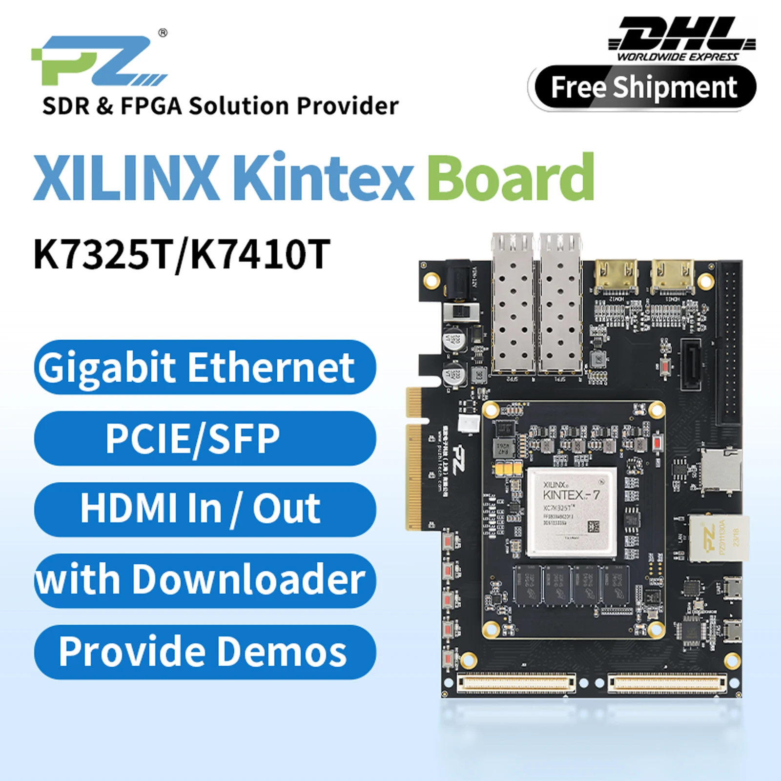 Puzhi K7325T K7410T FPGA Development Board Xilinx Kintex-7 XC7K325T XC7K410T Evaluation Kit PCIE SFP