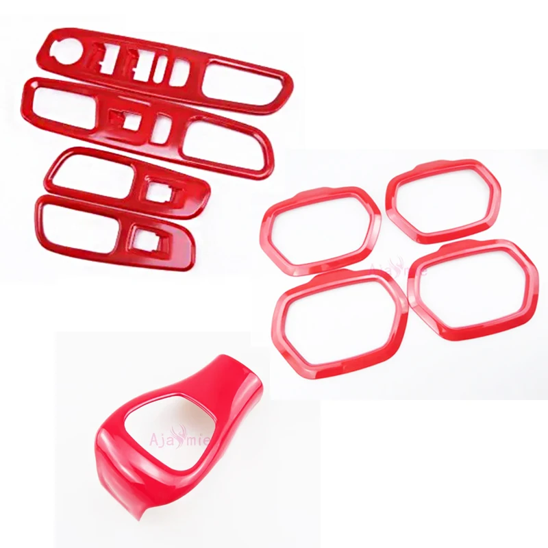 

For Jeep Renegade 2016 2017 2018 Interior Red Color Gear Knob Audio Speaker Window Switch Cover Trim Car Styling Accessories