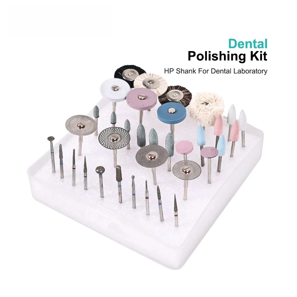 

FKD PG35 35Pcs/Set Dental Lab Polishing HP Kit Ceramic Porcelain Grinding Dentist Tool Diamond Burs Brush Material