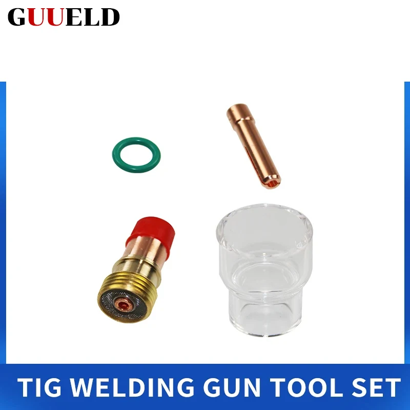 7pcs TIG Welding Torch Stubby Gas Lens #12 Pyrex Glass Cup Contact Tips Kit For WP-17/WP18 WP26 Tool Parts Heat Resistant Cup